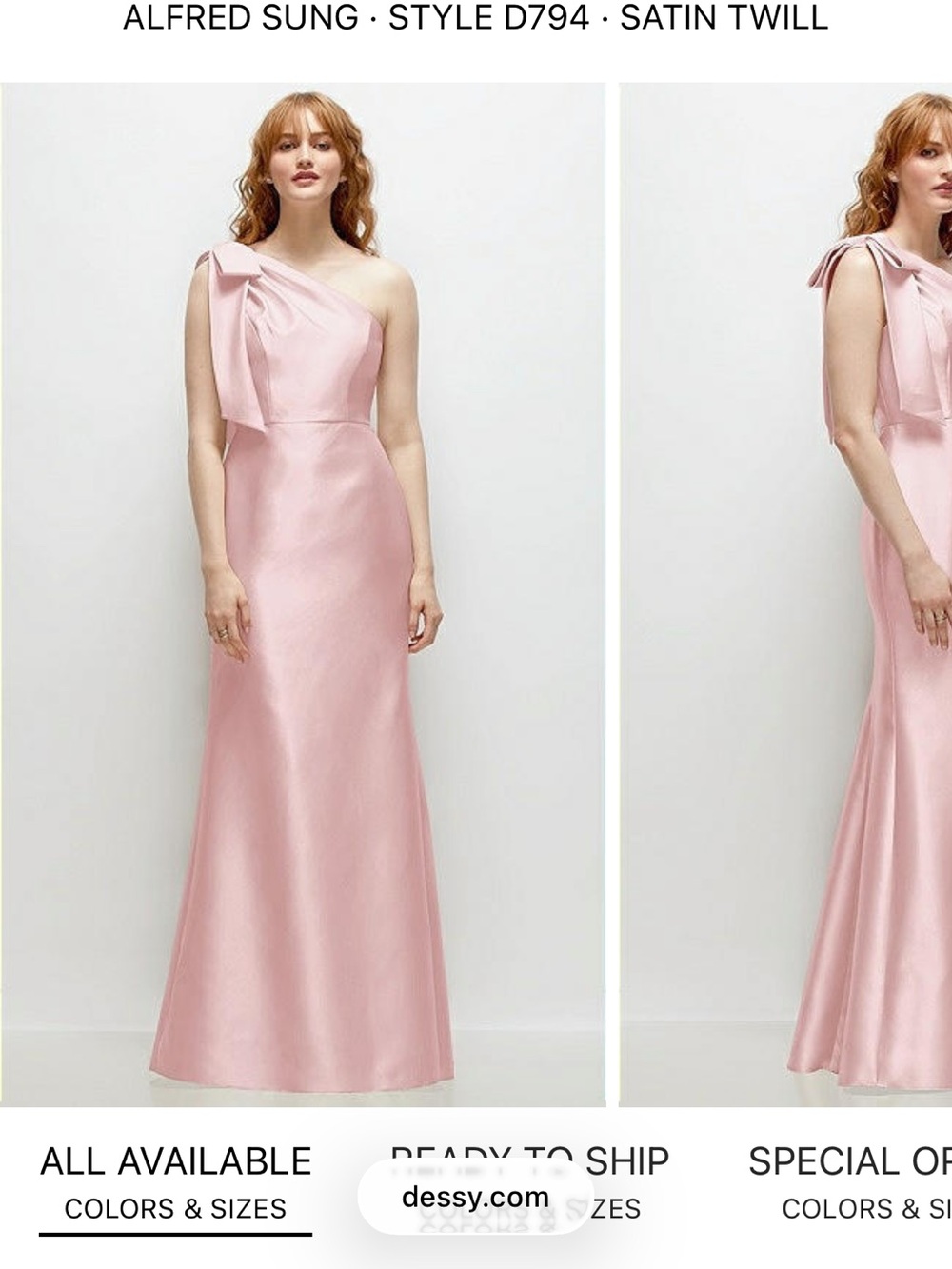 One-Shoulder Satin Twill Gown in Blush Pink